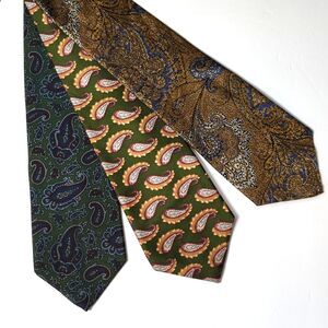 Vtg 100% Silk 3 Men's Suit Ties Paisley Floral Retro Groovy Bold Patterns